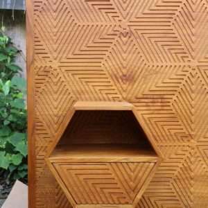 Extra Large Carved Linear Headboard Plantation Teak
