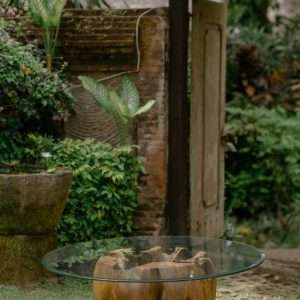 Coffee Table Reclaimed Teak Wood With Glass On Top