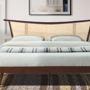 Bed " LONDON " Rattan Headboard Plantation Teak