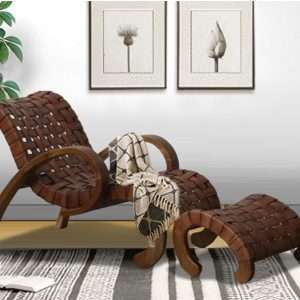 Chaise Lounge Chair Tropical Island In Teak With Footstool