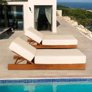 Plantation Teak Sunbed Mattress Sponge Fabric Cushion