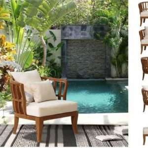 Pool Chair Tropical In Teak And Fabric Cushion