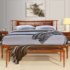 Bed " ARIA " Leather Headboard Plantation Teak