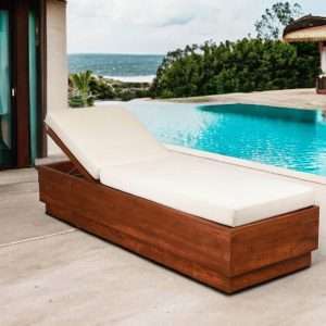 Sunbed With Fabric Cushion Reclaimed Teak