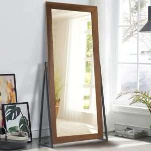 Standing Mirror In Teak With Metal Support