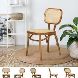 Café Chair Round In Teak With Rattan Round Back