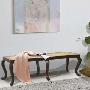 Bed End Neo Nouveaux Plantation Teak Leather Upholstered