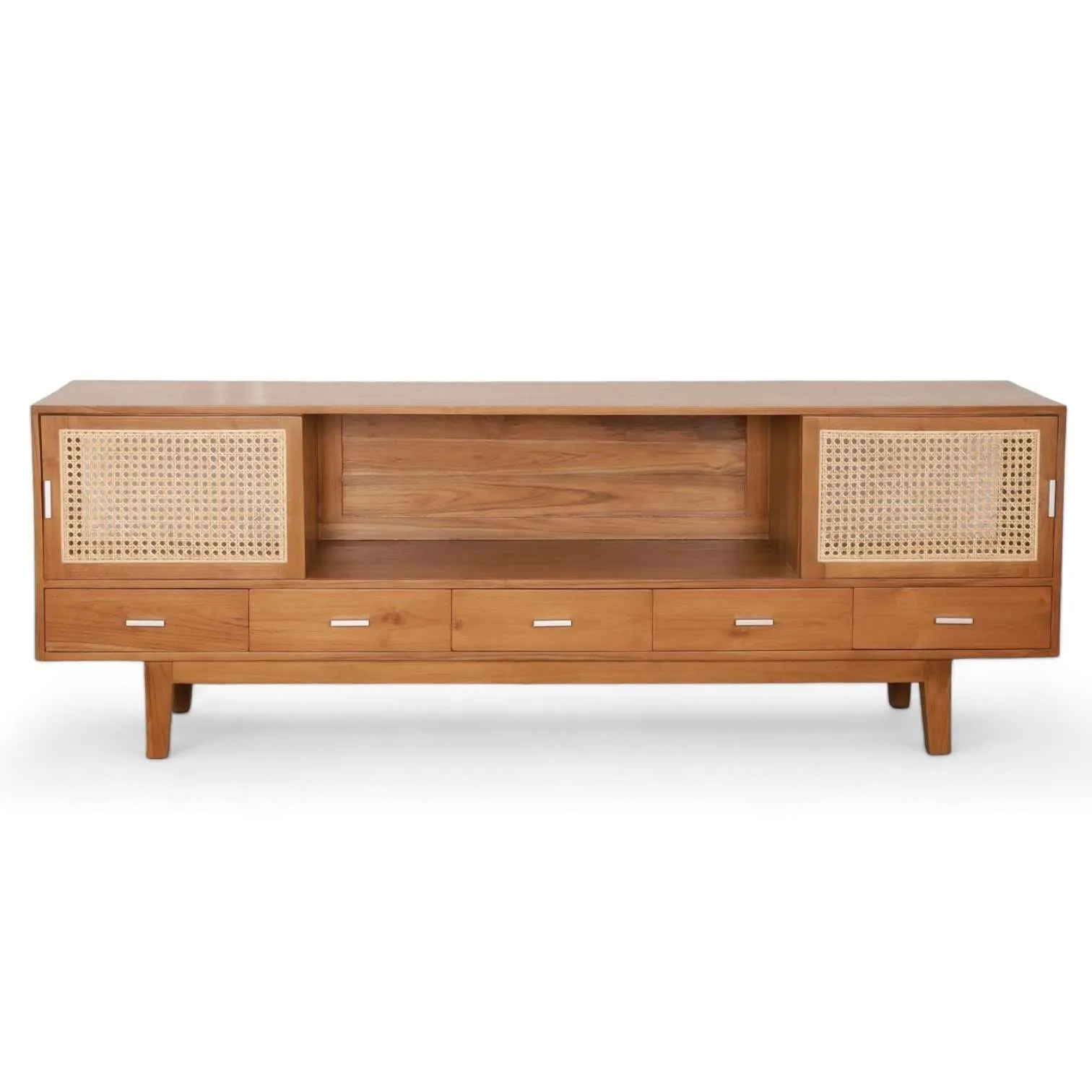 TV Cabinet In Mindi Wood With 2 Sliding Doors - Image 2