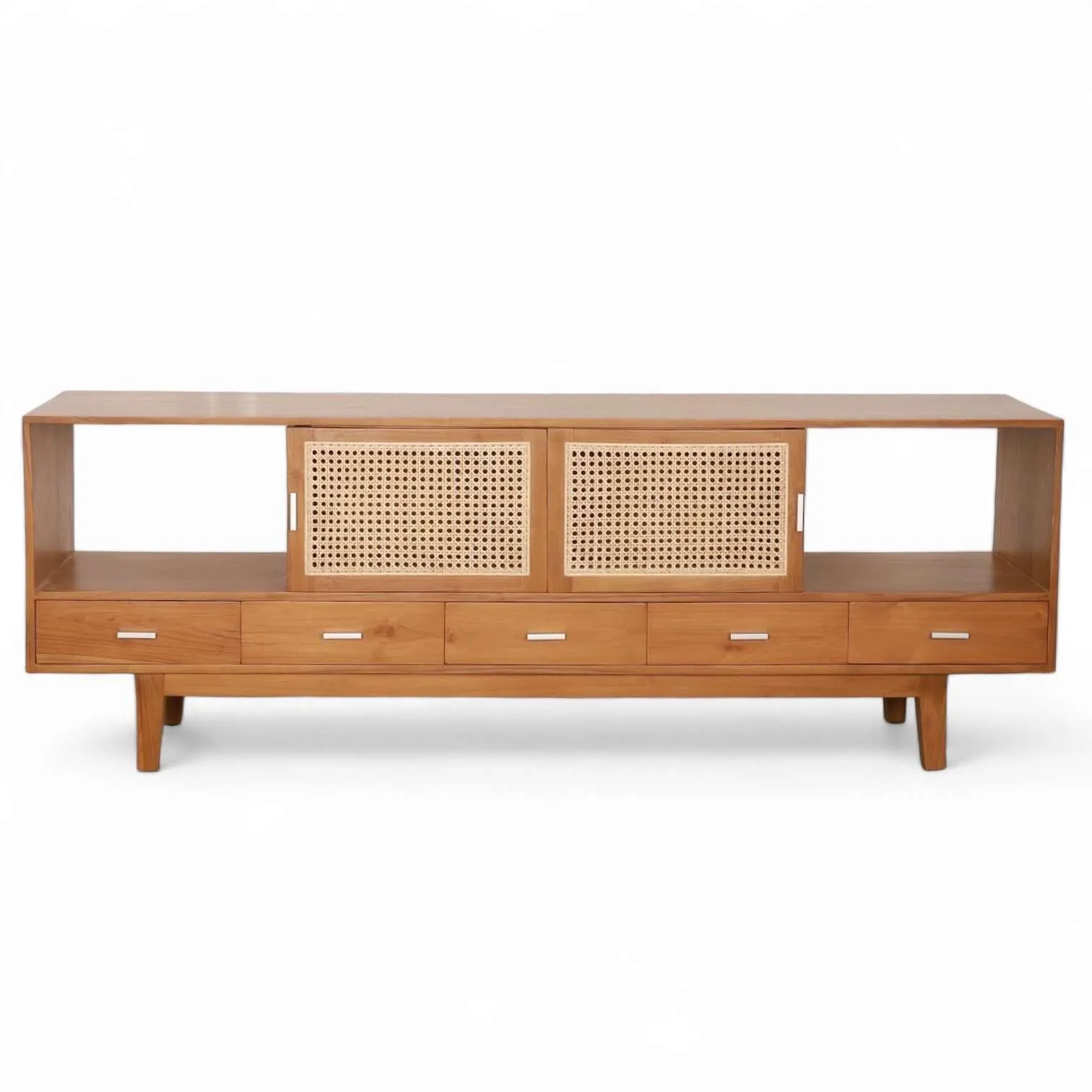 TV Cabinet In Mindi Wood With 2 Sliding Doors - Image 3