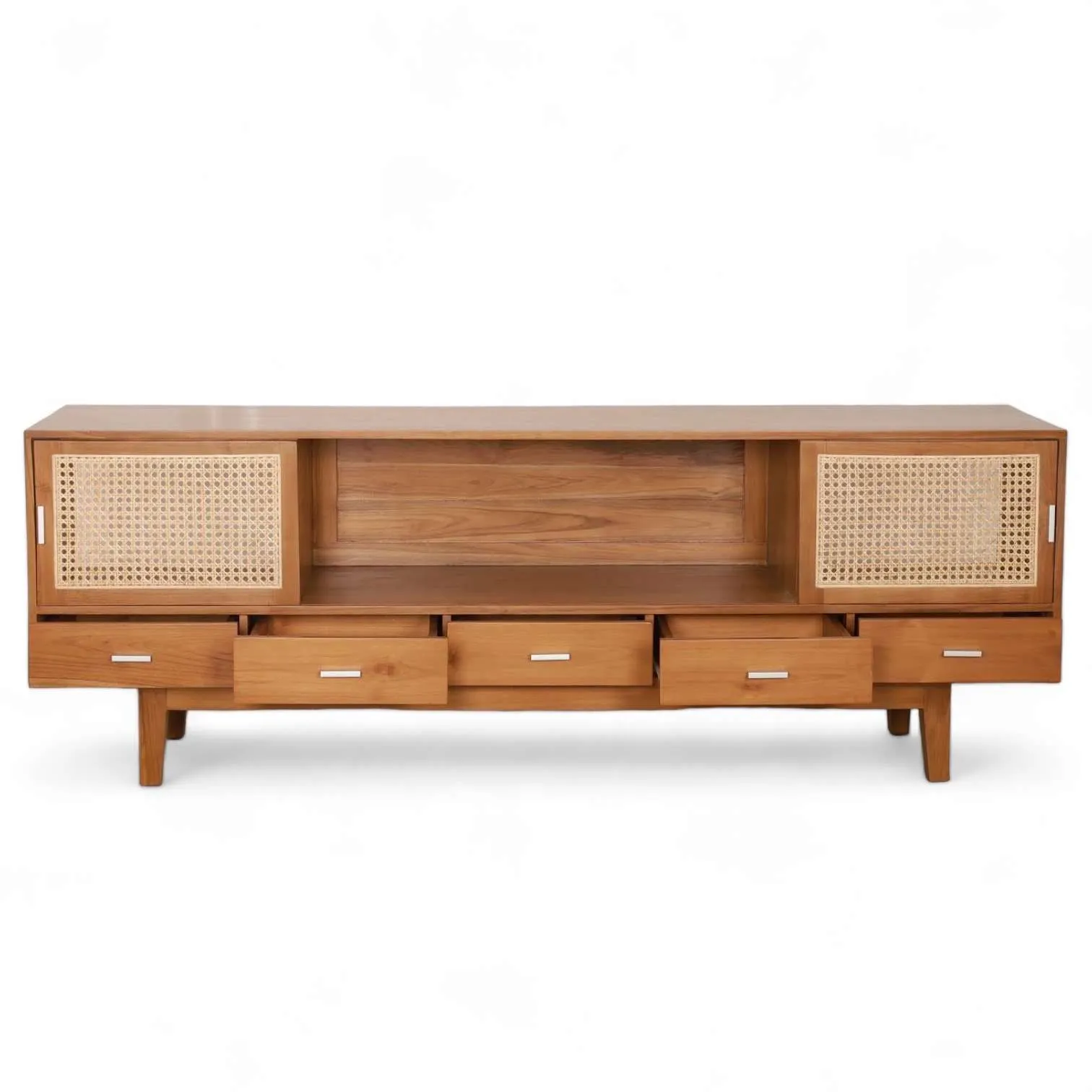 TV Cabinet In Mindi Wood With 2 Sliding Doors - Image 4