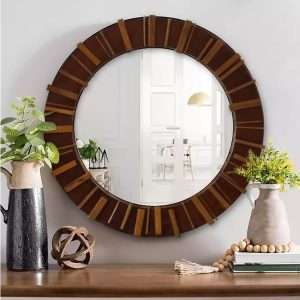 Round Mirror Random In Teak