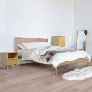 Bed Seed With Woven Leather Headboard