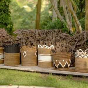 Woven Seagrass And Rope Baskets