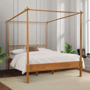 4 Poster Bed With Parallel Wood Headboard