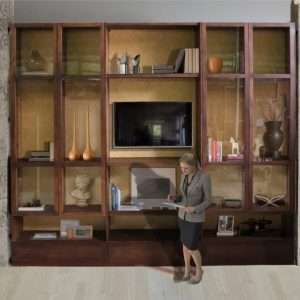 Library Jumbo With Glass And Rattan Ajiro Back