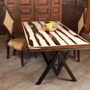 Model Top Table With Prime Terrazzo And Reclaimed Teak Wood