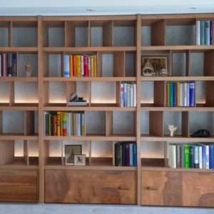 High Bookshelf With Random Shelf In Teak On Site Installation