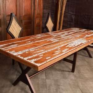 Model Top Table With Prime Terrazzo And Reclaimed Teak Wood