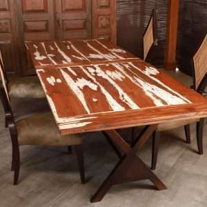 Model Top Table With Prime Terrazzo And Reclaimed Teak Wood