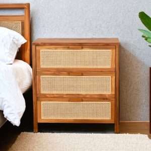 Chest Of 3 Drawers Rattan Doors Plantation Teak