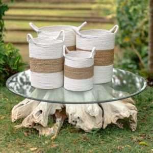 Woven Seagrass And Rope Baskets