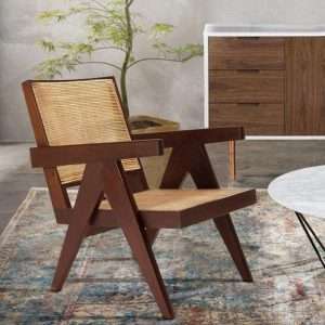 Easy Chair PJ In Teak With Square Webbing Rattan