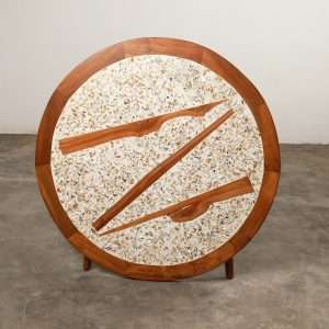 Model Top Table Terrazzo, Recycled Shell And Teak On Top