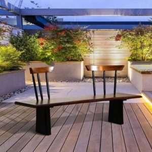 Rustic Bench With Two Inclined Backs In Teak