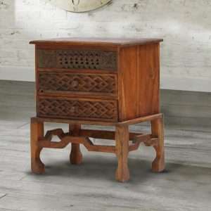 Antique Side Table With Carving Two Drawers