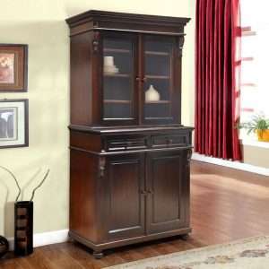 Bookshelf With Two Doors Glass And Two Doors Teak Below Plantation Teak