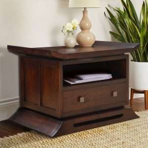 Long Nightstand " JAPAN " With Shelf And Drawers Teak