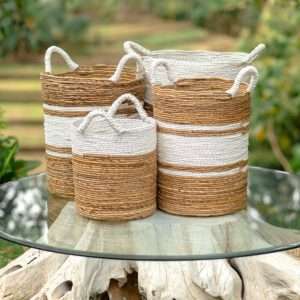 Woven Seagrass And Rope Baskets