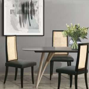 Chair Rattan With Leather Black