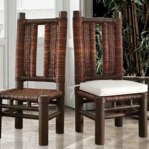 Chair With High Back Rest In Teak With Webbing Rattan