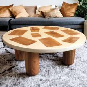 Model Top Table Resin And Wood On Top Plantation Teak