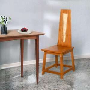 Dining Chair Plantation Teak With Woven Rattan In Middle Of The Backrest