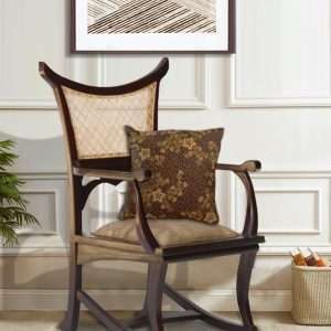 " NEO NOUVEAU KING " Armchair In Teak With Leather Cushion And Rattan Back