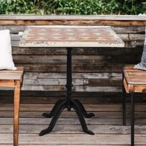 Square Coffee Table Terrazzo And Teak On Top Iron Legs