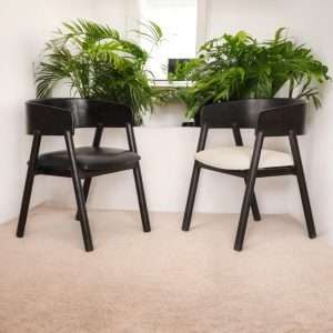 Curved Back Armchair Leather / Fabric Seat