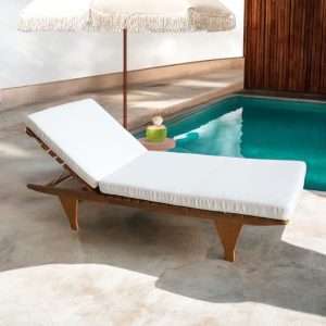 Sun Lounger " PAULO " With Wooden / Stainless Steel Legs Plantation Teak