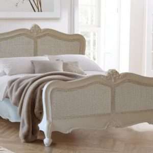 Bed Classic In Teak With Rattan Upholstery