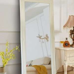 Mirror Carving In Teak With White Paint