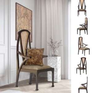 Neo Nouveau Queen Armchair In Teak With Leather Cushion And Rattan