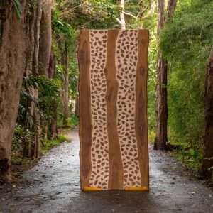 Model Top Table With In Teak Chip Inlay, Prime Terrazzo And Reclaimed Teak Wood