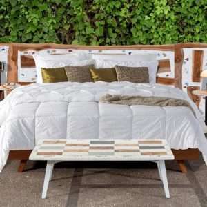Bed With Extra Large Headboard With Prime Terrazzo And Reclaimed Teak Wood