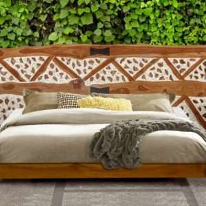 Bed With Extra Large Headboard With Prime Terrazzo And Reclaimed Teak Wood