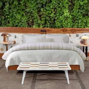 Bed With Extra Large Headboard With Prime Terrazzo And Reclaimed Teak Wood