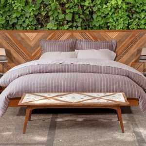 Bed With Large Headboard With Prime Terrazzo And Reclaimed Teak Wood