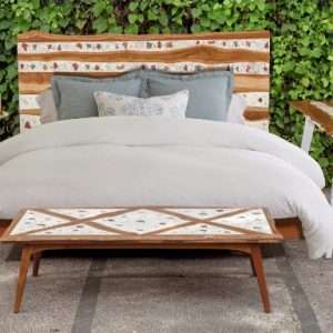 Bed With Large Headboard With Prime Terrazzo And Reclaimed Teak Wood