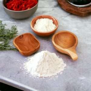 Small Square Waves And Small Round Concave Wooden Bowl